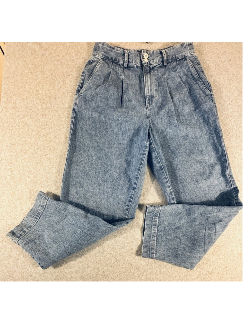 Madewell Women’s Size 2 High Rise Pleated Barrel Wide Leg Cropped Jeans Blue